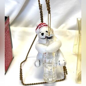 Coca-Cola Polar Bear with Plastic Bottle Ornament • NWT
